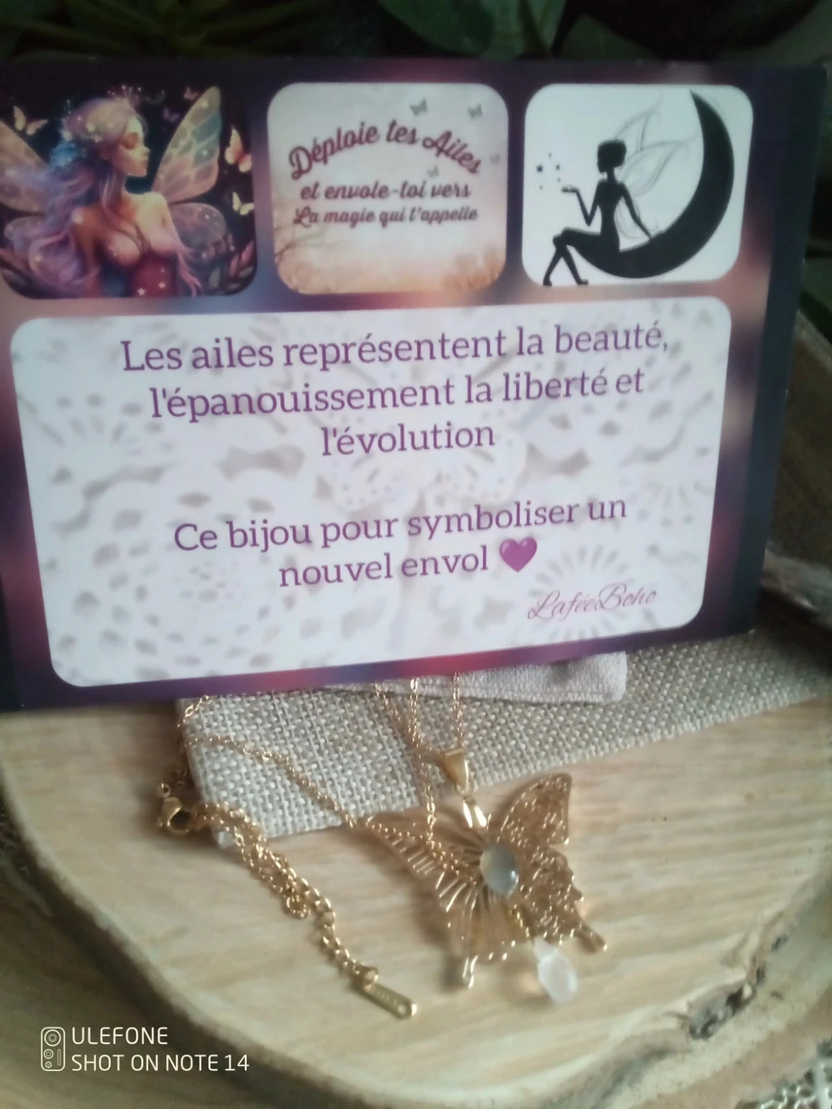 Collier papillon asymétriques avec pierres naturelles + carte – photo 2